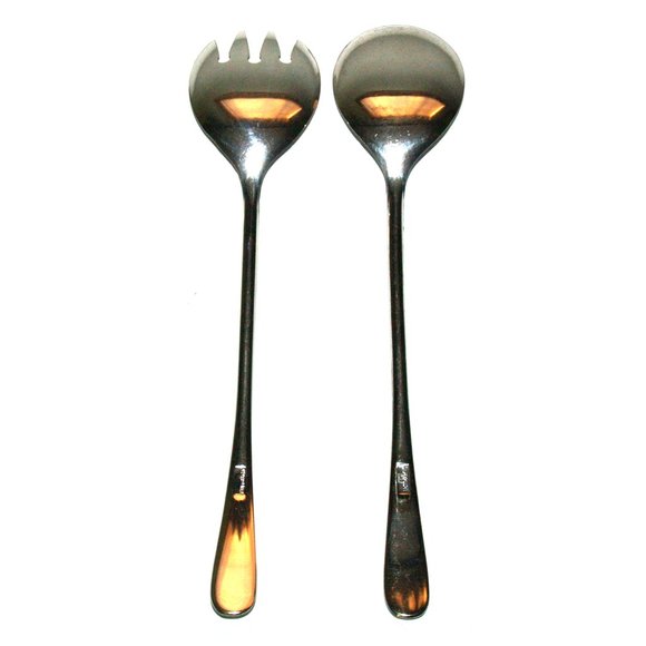 Vintage Silverplated 9 inch Salad Serving Spoon and Spoon Fork - Made in ITALY - Picture 3 of 4
